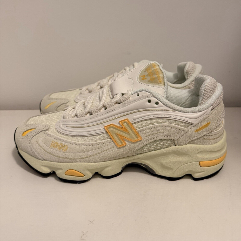 New Balance 1000 Men’s Low Top Lace Up Athletic Sneakers White/Yellow